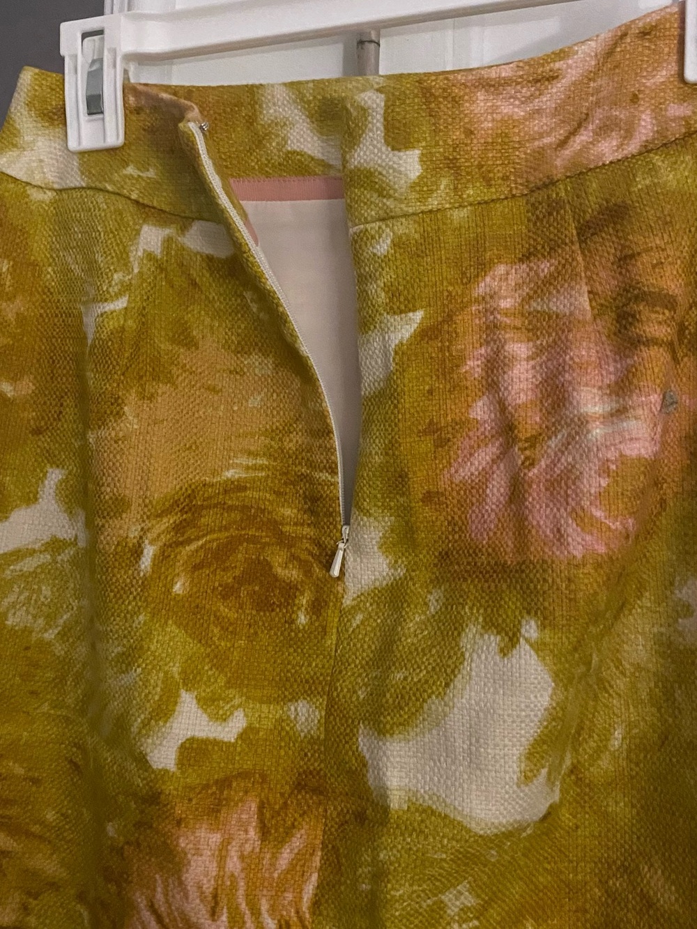 Talbots Mustard and Blush Floral Midi Pencil Skirt - Picture 3 of 5